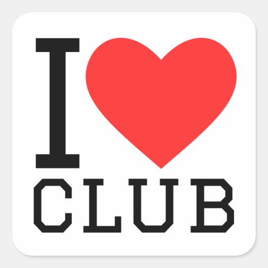 Sticker Carré I love club (Devant)
