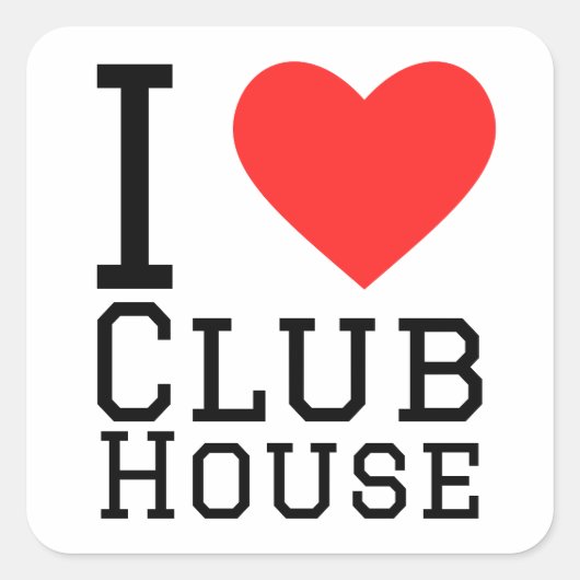Sticker Carré I love club house (Devant)