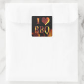 Sticker Carré I Love (Coeur) BBQ (Sac)