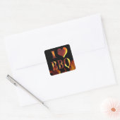Sticker Carré I Love (Coeur) BBQ (Enveloppe)