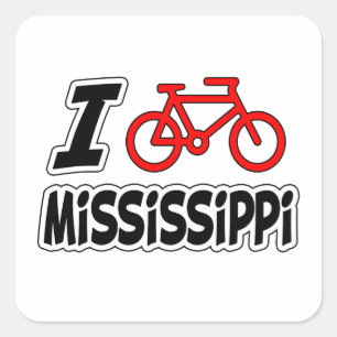 Sticker Carré I Love Cycling Mississippi
