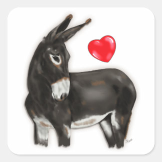 Sticker Carré I Love Donkeys Demure Donkey
