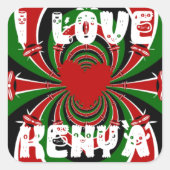Sticker Carré I Love Heart Kenya : Dynamic Flag Art (Devant)