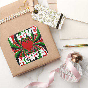 Sticker Carré I Love Heart Kenya : Dynamic Flag Art