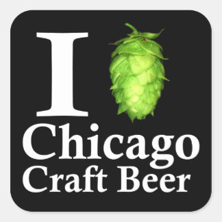 Sticker Carré I love (hop) Chicago Craft Beer