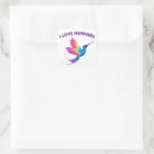 Sticker Carré I Love Hummers Exotic Rainbow Hummingbird Flying (Sac)