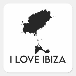 Sticker Carré I Love Ibiza (Blanc)