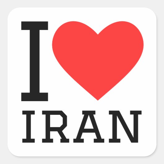 Sticker Carré I love iran (Devant)