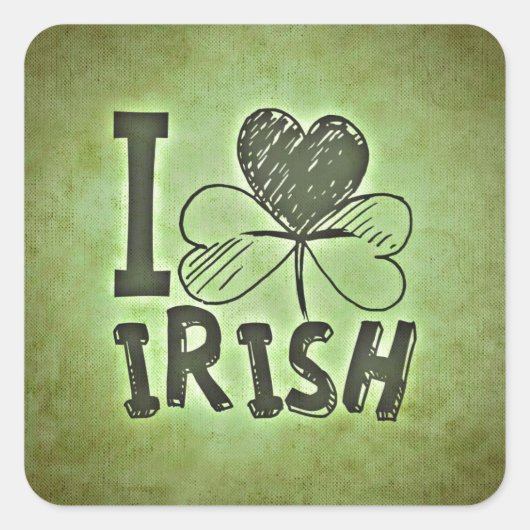 Sticker Carré I Love Irish (Devant)