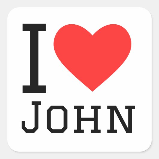 Sticker Carré I love john (Devant)