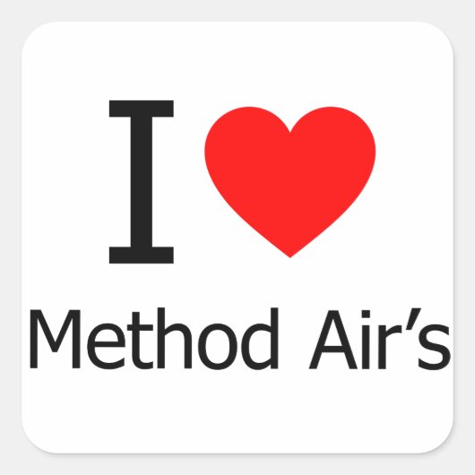 Sticker Carré I Love, méthode Air (Devant)