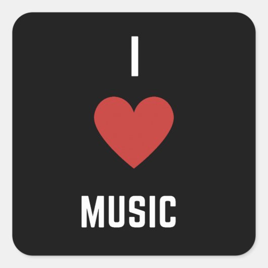 Sticker Carré I Love Music (Devant)