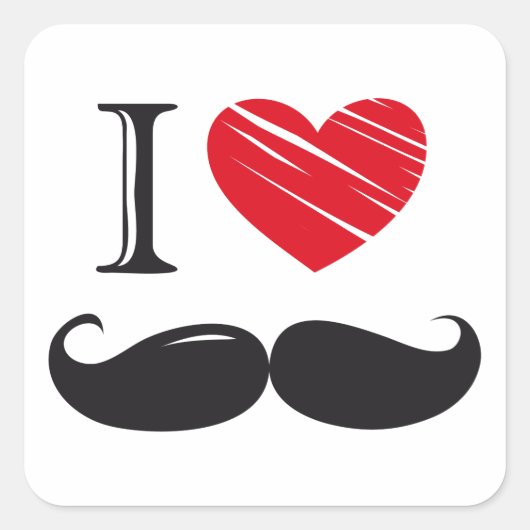 Sticker Carré I Love MUSTACHE Nr 1 (Devant)