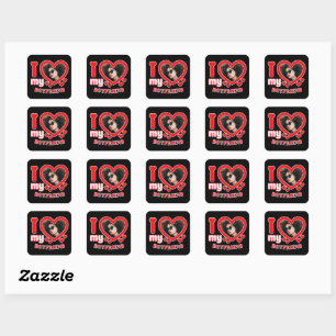 Sticker Carré I Love My Boyfriend Photo personnalisée