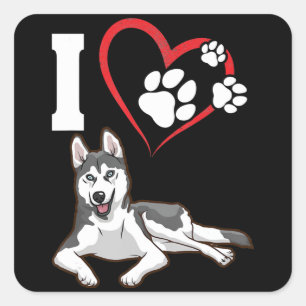 Sticker Carré I love my siberian husky dog Home Decor Venin