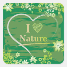 I Love Nature Coeur Texte et Fleurs - Vert