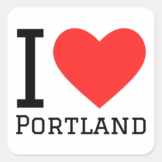 Sticker Carré I love Portland (Devant)