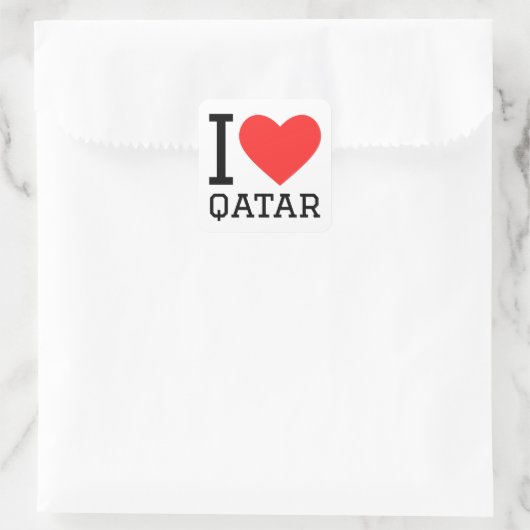 Sticker Carré I love qatar (Sac)