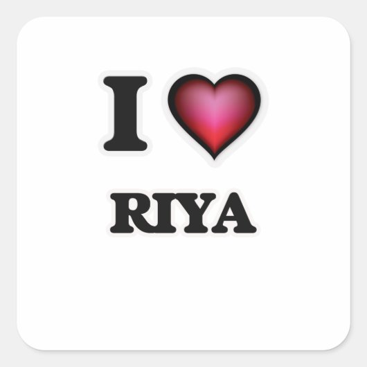 Sticker Carré I Love Riya (Devant)