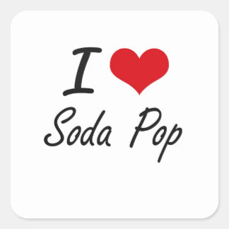 Sticker Carré I Love Soda Pop design artistique