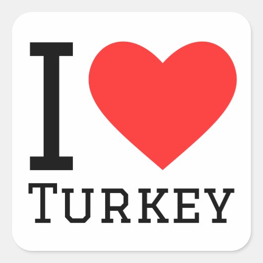 Sticker Carré I love turkey (Devant)