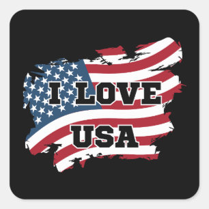 Sticker Carré I Love USA