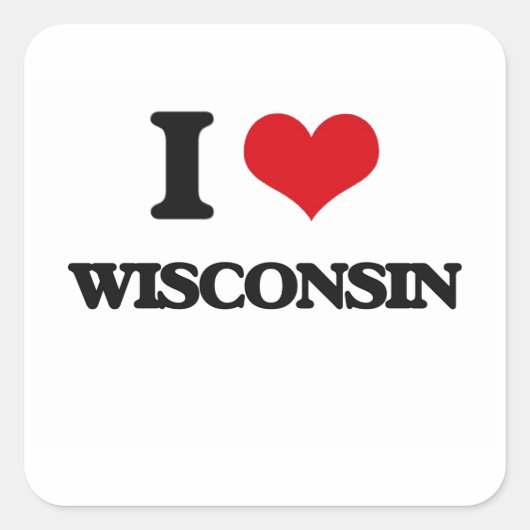 Sticker Carré I Love Wisconsin (Devant)