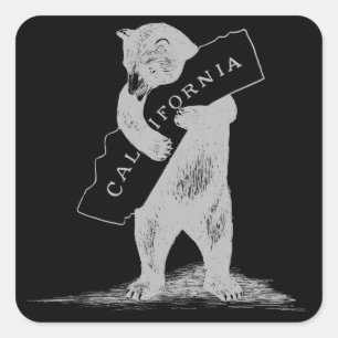 Sticker Carré I Love You California - Noir et Argent