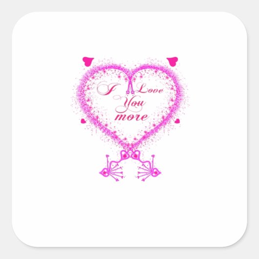 Sticker Carré I Love You More Classic Romantic Design  (Devant)