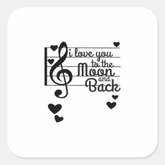 Sticker Carré I Love You To The Moon And Back Repeating Love Quo