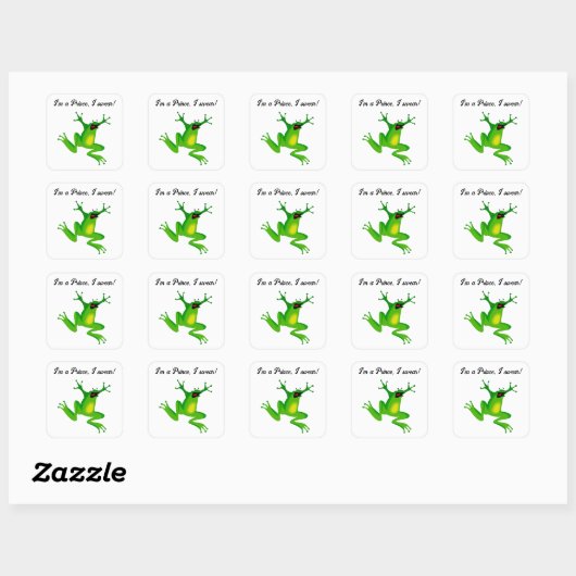 Sticker Carré I’m a Fairy Tale Prince Funny Green Frog Cartoon (Feuille)