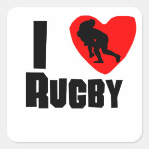 Sticker Carré I rugby de coeur