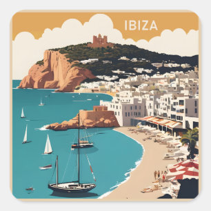 Sticker Carré Ibiza, Espagne Affiche de voyage