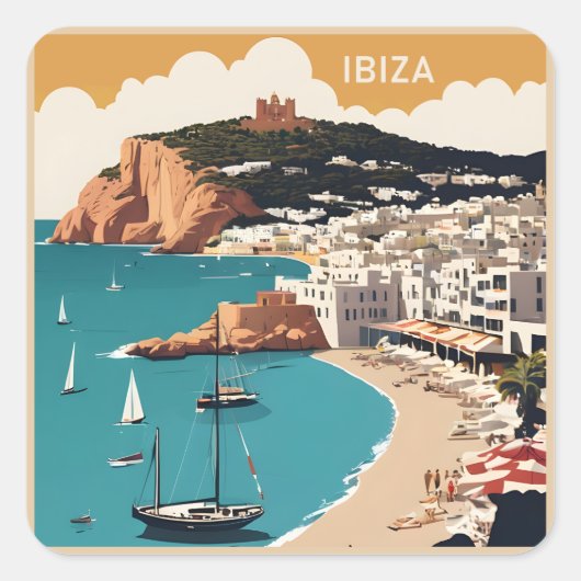 Sticker Carré Ibiza, Espagne Affiche de voyage (Devant)
