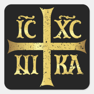 STICKER CARRÉ IC XC NIKA JÉSUS CHRIST CONQUIERT