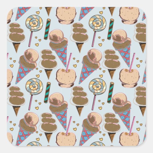 Sticker Carré Ice cream pattern | Lollies pattern | lollipop 25 (Devant)