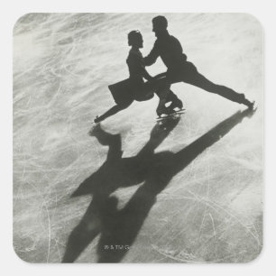 Sticker Carré Ice skating Couple