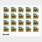 Sticker Carré Icelandic Horses (Feuille)