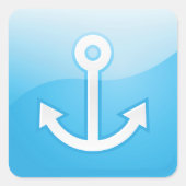 Sticker Carré Icône Ancre bleue marine moderne (Devant)