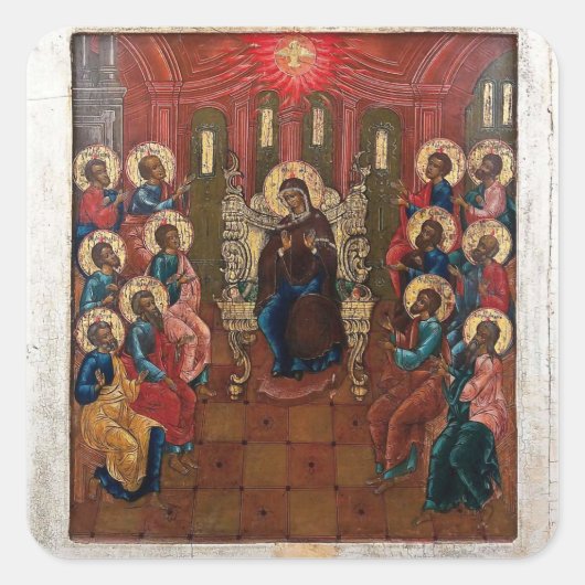 Sticker Carré Icône byzantine orthodoxe de la Pentecôte (Devant)