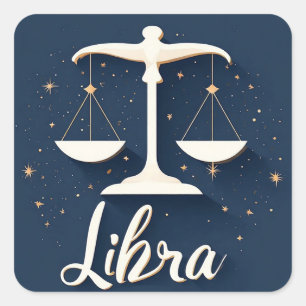 Sticker Carré Icône de signe ziodiaque Libra avec échelles équil