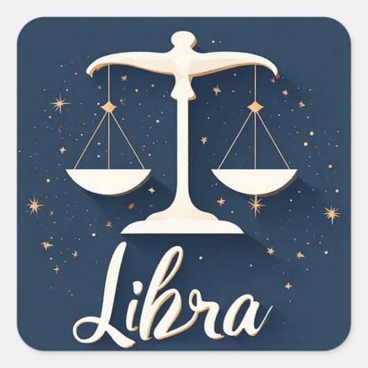 Sticker Carré Icône de signe ziodiaque Libra avec échelles équil (Devant)