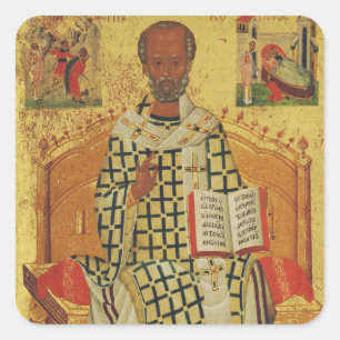 Sticker Carré Icône orthodoxe byzantine de saint Nicolas de Myre