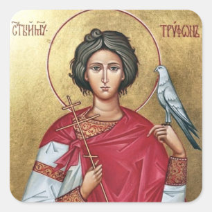 Sticker Carré Icône orthodoxe de St. Tryphon de Campsada