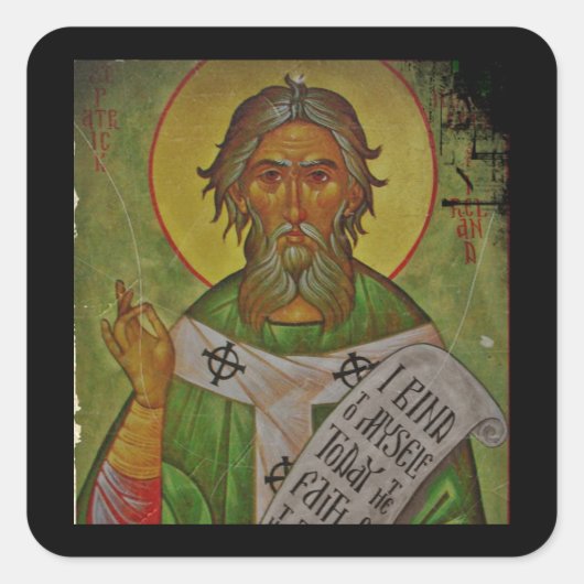 Sticker Carré Icône Saint Patrick sur Vert (Devant)