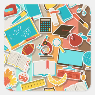 Sticker Carré Icônes d'équipement scolaire