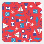 Sticker Carré Icônes Nautiques Et Océanes (Devant)