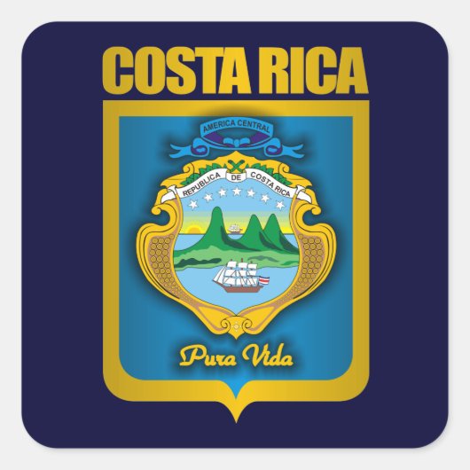 Sticker Carré Idées Cadeaux "Costa Rica Gold" (Devant)