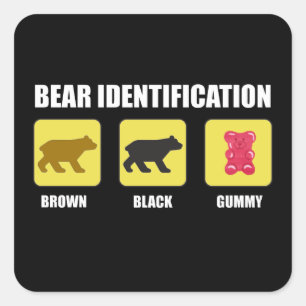 Sticker Carré Identification de l'ours Funny