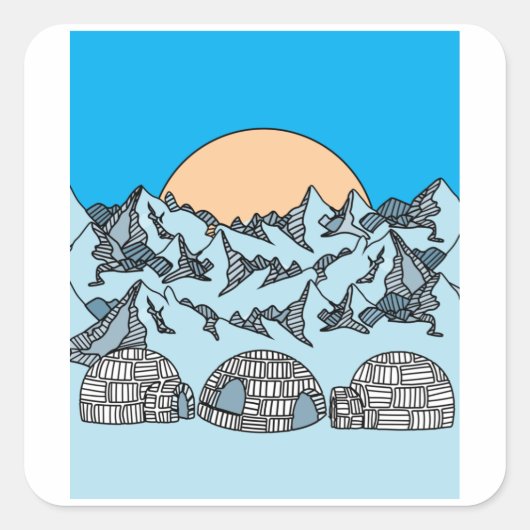 Sticker Carré Igloo paysage de neige et de glace (Devant)